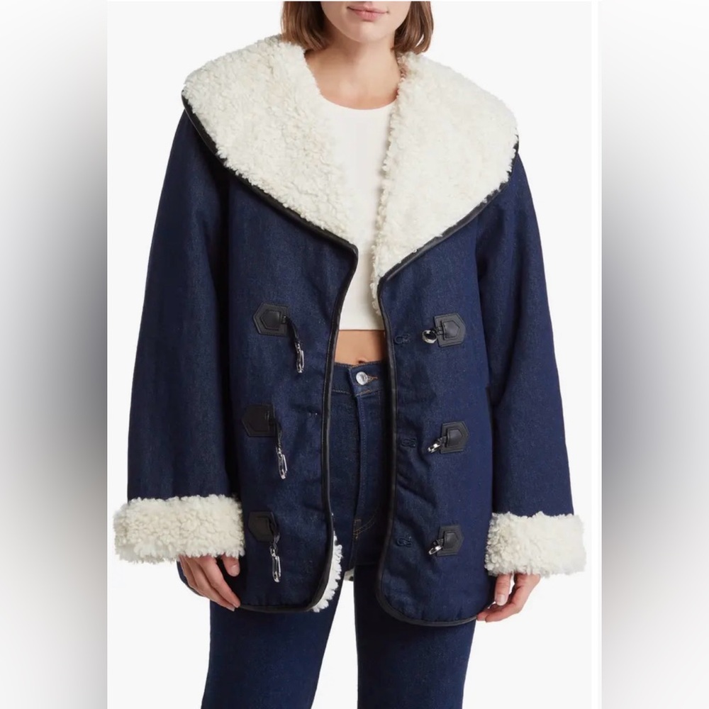 WeWoreWhat woman’s denim Sherpa coat - NWT